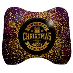 Christmas Golden Labels Xmas Velour Head Support Cushion by Simbadda