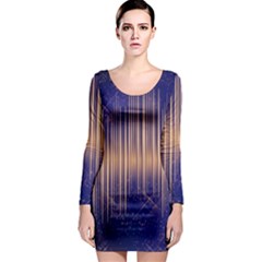 Background Dark Sound Disco Techno Long Sleeve Bodycon Dress by Simbadda