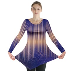 Background Dark Sound Disco Techno Long Sleeve Tunic  by Simbadda