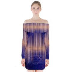 Background Dark Sound Disco Techno Long Sleeve Off Shoulder Dress by Simbadda