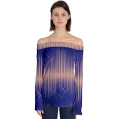 Background Dark Sound Disco Techno Off Shoulder Long Sleeve Top by Simbadda