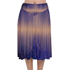 Background Dark Sound Disco Techno Velvet Flared Midi Skirt by Simbadda