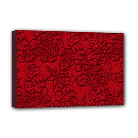 Christmas Background Red Star Deluxe Canvas 18  X 12  (stretched) by Simbadda