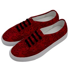 Christmas Background Red Star Men s Classic Low Top Sneakers by Simbadda