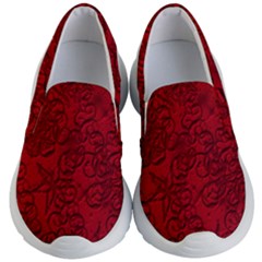 Christmas Background Red Star Kid s Lightweight Slip Ons by Simbadda