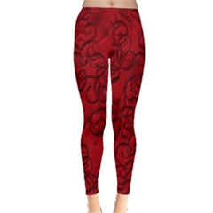 Christmas Background Red Star Inside Out Leggings by Simbadda