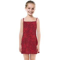 Christmas Background Red Star Kids Summer Sun Dress by Simbadda