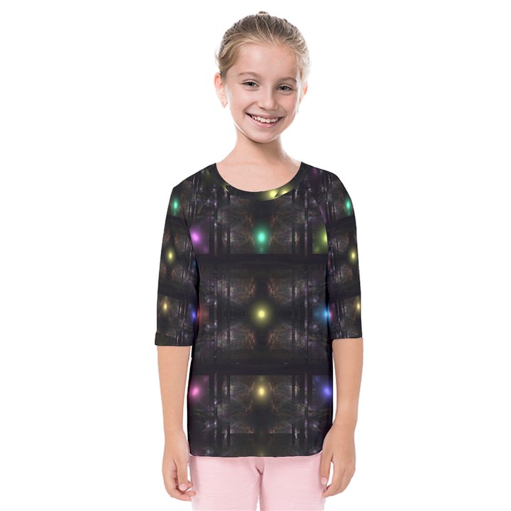 Abstract Sphere Box Space Hyper Kids  Quarter Sleeve Raglan Tee