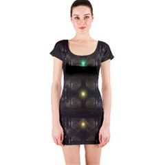 Abstract Sphere Box Space Hyper Short Sleeve Bodycon Dress