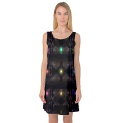 Abstract Sphere Box Space Hyper Sleeveless Satin Nightdress