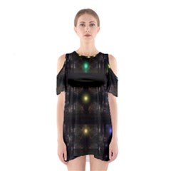 Abstract Sphere Box Space Hyper Shoulder Cutout One Piece Dress