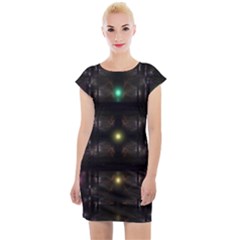 Abstract Sphere Box Space Hyper Cap Sleeve Bodycon Dress