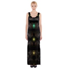 Abstract Sphere Box Space Hyper Maxi Thigh Split Dress