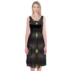 Abstract Sphere Box Space Hyper Midi Sleeveless Dress