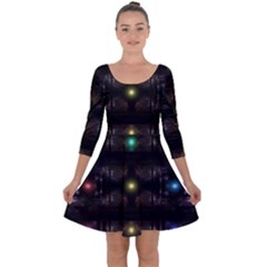 Abstract Sphere Box Space Hyper Quarter Sleeve Skater Dress