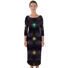 Abstract Sphere Box Space Hyper Quarter Sleeve Midi Bodycon Dress