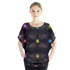 Abstract Sphere Box Space Hyper Batwing Chiffon Blouse