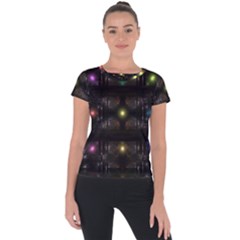 Abstract Sphere Box Space Hyper Short Sleeve Sports Top 