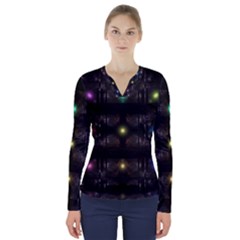 Abstract Sphere Box Space Hyper V-Neck Long Sleeve Top