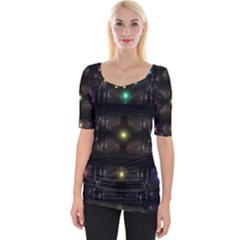 Abstract Sphere Box Space Hyper Wide Neckline Tee