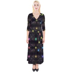 Abstract Sphere Box Space Hyper Quarter Sleeve Wrap Maxi Dress