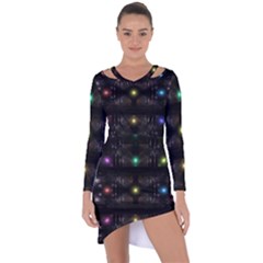 Abstract Sphere Box Space Hyper Asymmetric Cut-Out Shift Dress