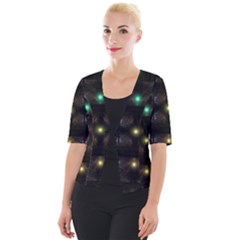 Abstract Sphere Box Space Hyper Cropped Button Cardigan