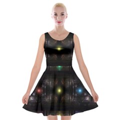 Abstract Sphere Box Space Hyper Velvet Skater Dress