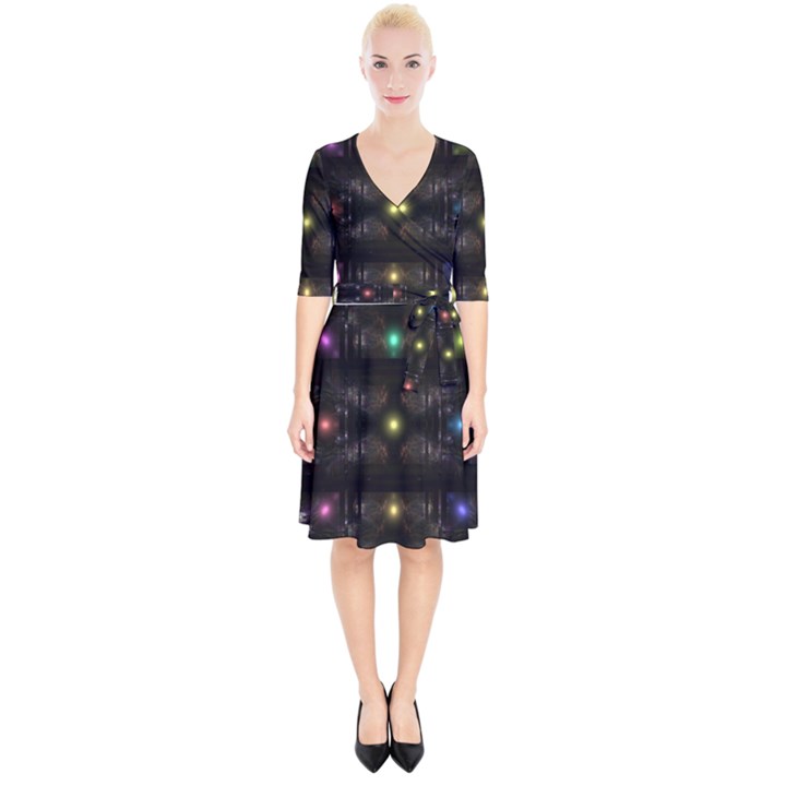 Abstract Sphere Box Space Hyper Wrap Up Cocktail Dress