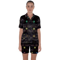 Abstract Sphere Box Space Hyper Satin Short Sleeve Pyjamas Set