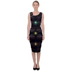 Abstract Sphere Box Space Hyper Sleeveless Pencil Dress