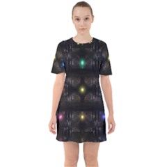 Abstract Sphere Box Space Hyper Sixties Short Sleeve Mini Dress