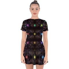 Abstract Sphere Box Space Hyper Drop Hem Mini Chiffon Dress