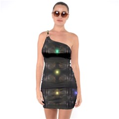 Abstract Sphere Box Space Hyper One Soulder Bodycon Dress