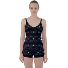 Abstract Sphere Box Space Hyper Tie Front Two Piece Tankini