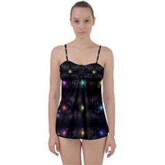 Abstract Sphere Box Space Hyper Babydoll Tankini Set