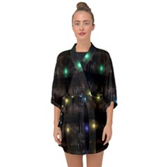 Abstract Sphere Box Space Hyper Half Sleeve Chiffon Kimono