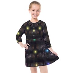 Abstract Sphere Box Space Hyper Kids  Quarter Sleeve Shirt Dress