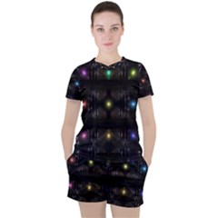 Abstract Sphere Box Space Hyper Women s Tee and Shorts Set