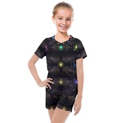 Abstract Sphere Box Space Hyper Kids  Mesh Tee and Shorts Set