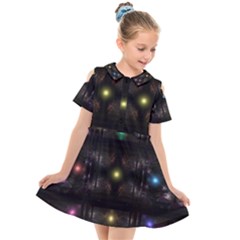 Abstract Sphere Box Space Hyper Kids  Short Sleeve Shirt Dress