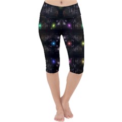 Abstract Sphere Box Space Hyper Lightweight Velour Cropped Yoga Leggings by Simbadda