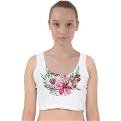 Bloom Christmas Red Flowers Velvet Racer Back Crop Top by Simbadda