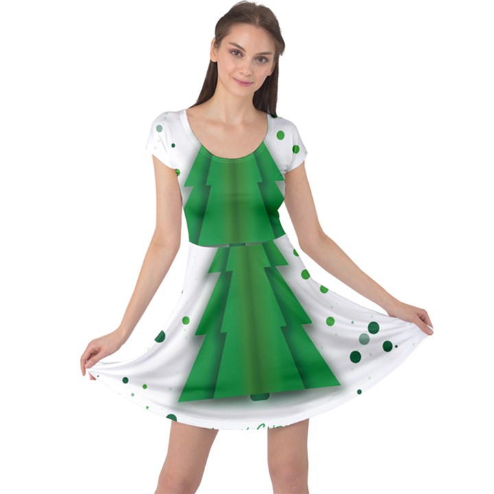 Fir Tree Christmas Christmas Tree Cap Sleeve Dress