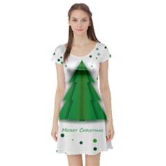 Fir Tree Christmas Christmas Tree Short Sleeve Skater Dress by Simbadda