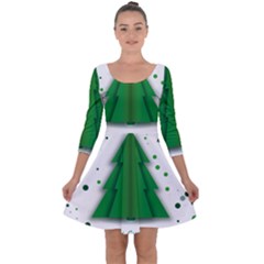 Fir Tree Christmas Christmas Tree Quarter Sleeve Skater Dress by Simbadda