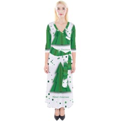 Fir Tree Christmas Christmas Tree Quarter Sleeve Wrap Maxi Dress by Simbadda