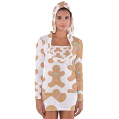 Pattern Christmas Biscuits Pastries Long Sleeve Hooded T-shirt by Simbadda