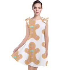 Pattern Christmas Biscuits Pastries Tie Up Tunic Dress by Simbadda