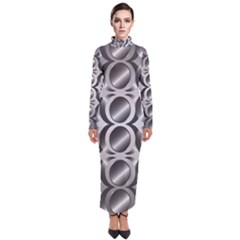 Metal Circle Background Ring Turtleneck Maxi Dress by Simbadda